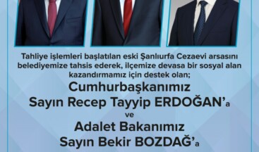 BAŞKAN KUŞ’TAN CUMHURBAŞKANI ERDOĞAN VE BAKAN BOZDAĞ’A TEŞEKKÜR